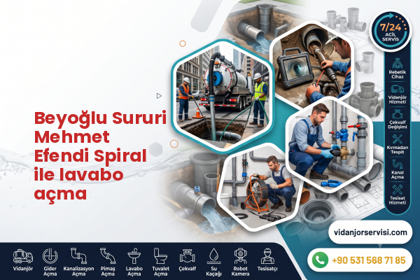 Beyoğlu Sururi Mehmet Efendi Spiral ile lavabo açma